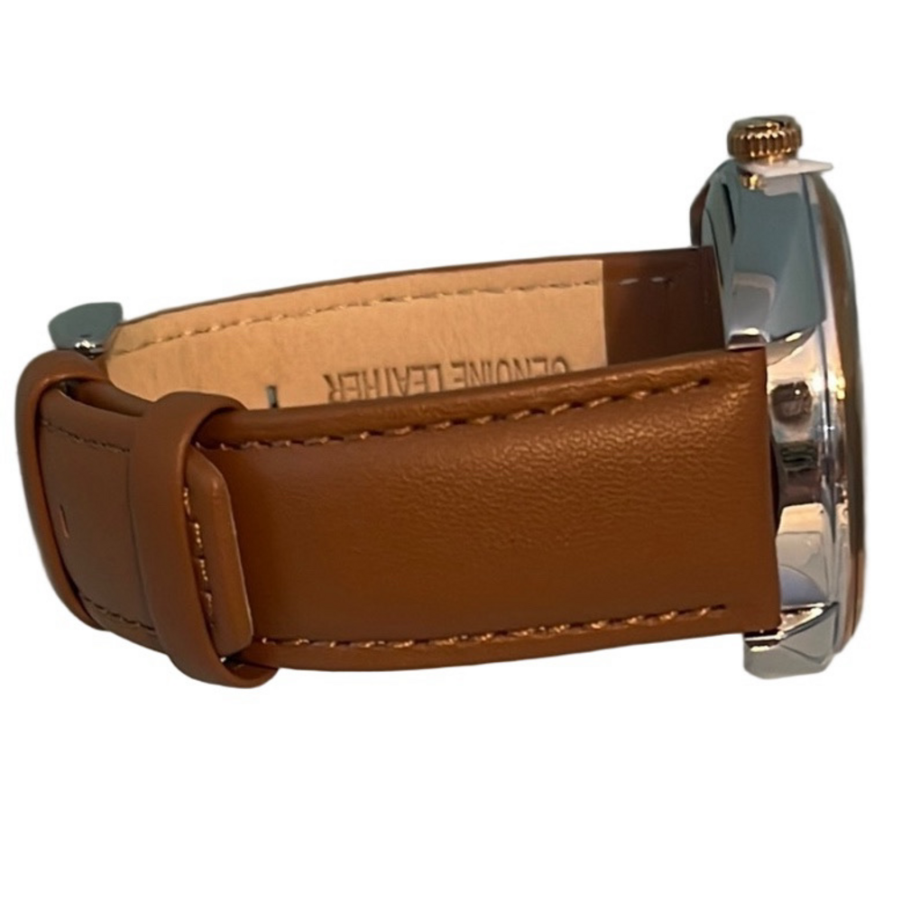 Kenneth Cole New York Men’s Brown Leather Diamond Accent Watch Stainless Steel - Picture 11 of 17